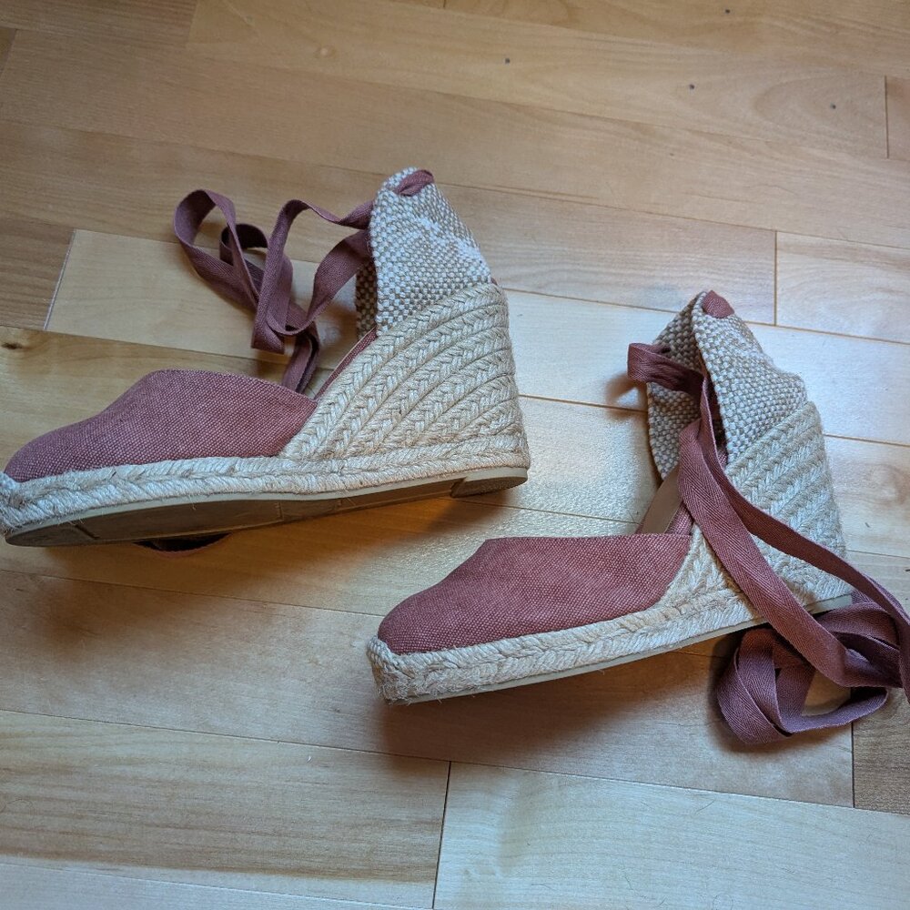 Castaner Carina 80 wedge espadrilles, size 35, Rosa Oscuro (pink)